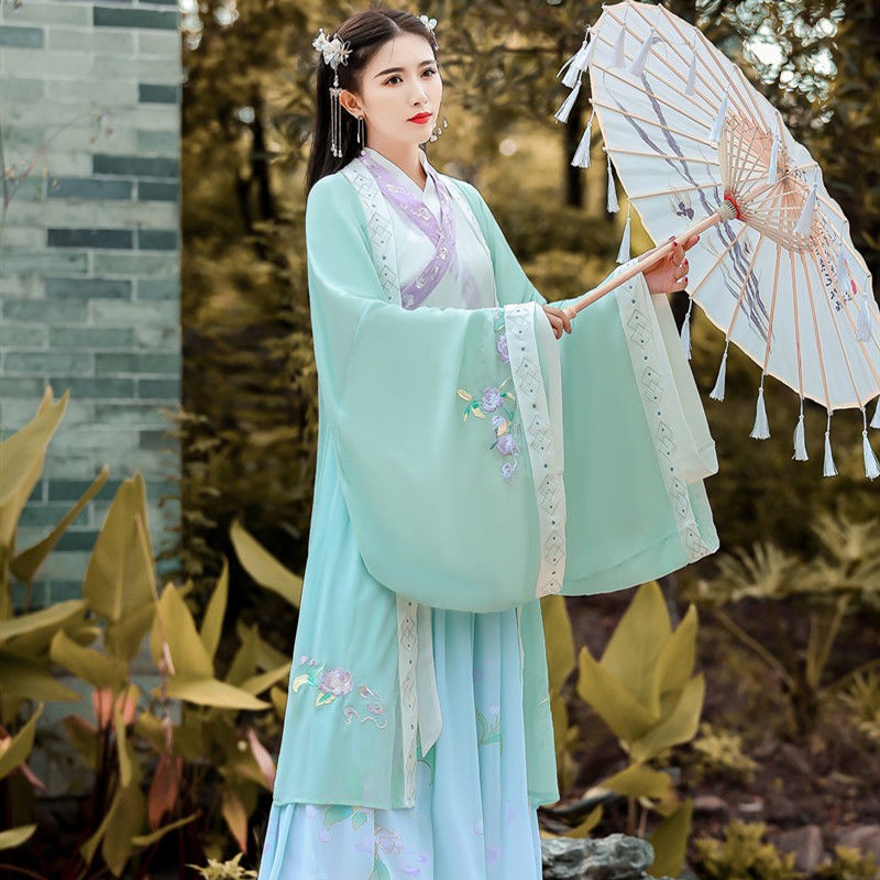 chân váy dàiváy tennis❂❀trang phục nữ Hanfu nguyên bản chính hãng Wei Jin phong cách thêu eo cổ váy tích học s