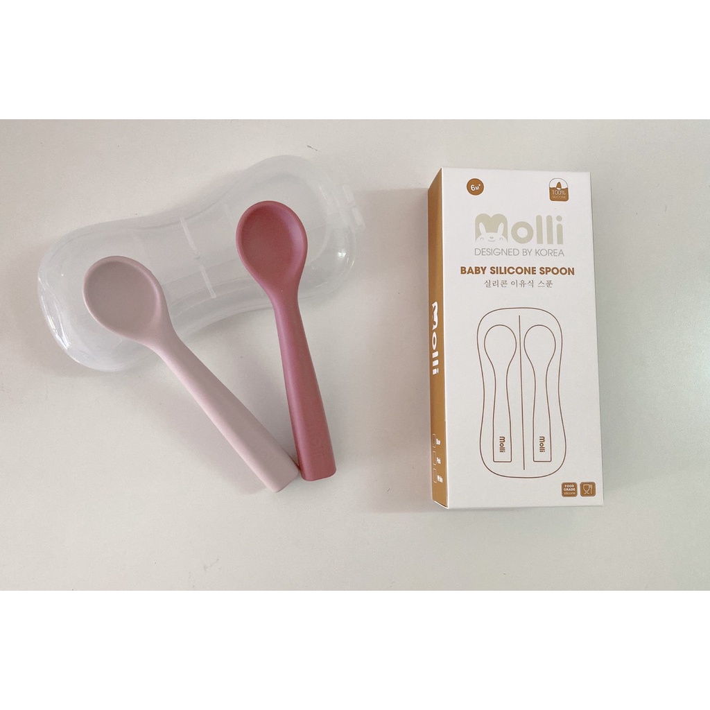 Có tách lẻ - Set 2 thìa ăn dặm 100% Silicone cao cấp chịu nhiệt tốt, không BPA, an toàn cho bé - Molli Việt Nam