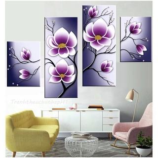 Tranh đính đá bộ hoa lan 4 bức chưa đính vs108