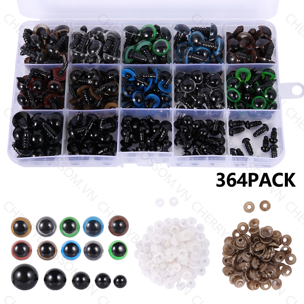 JPRICE Set 364 Mắt Nhựa Tam Giác 6mm - 12mm Cho Búp Bê