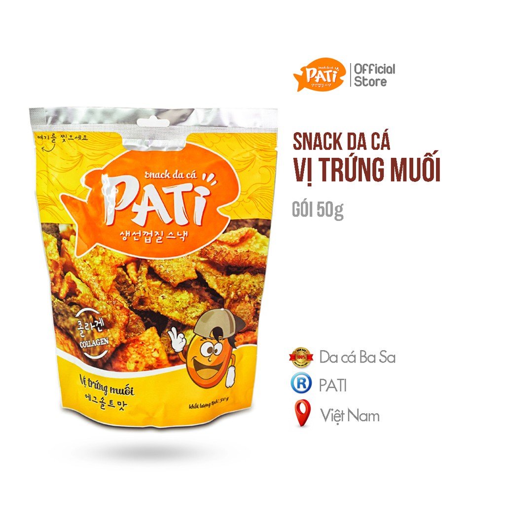 2 Vị Snack da cá cao cấp PATI chiên giòn - Gói 50g