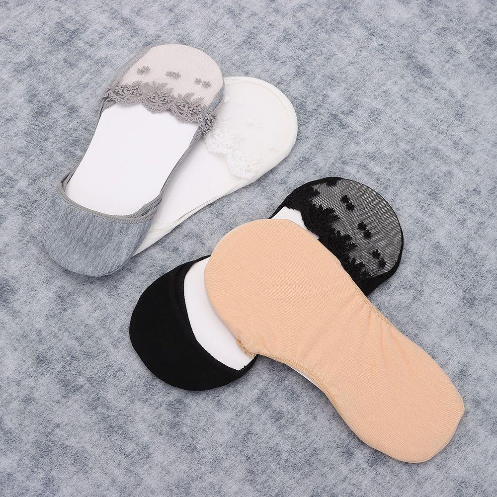 1 Đôi Tất Ren Ngắn Trong Suốt Chống Trượt Thoáng Khí