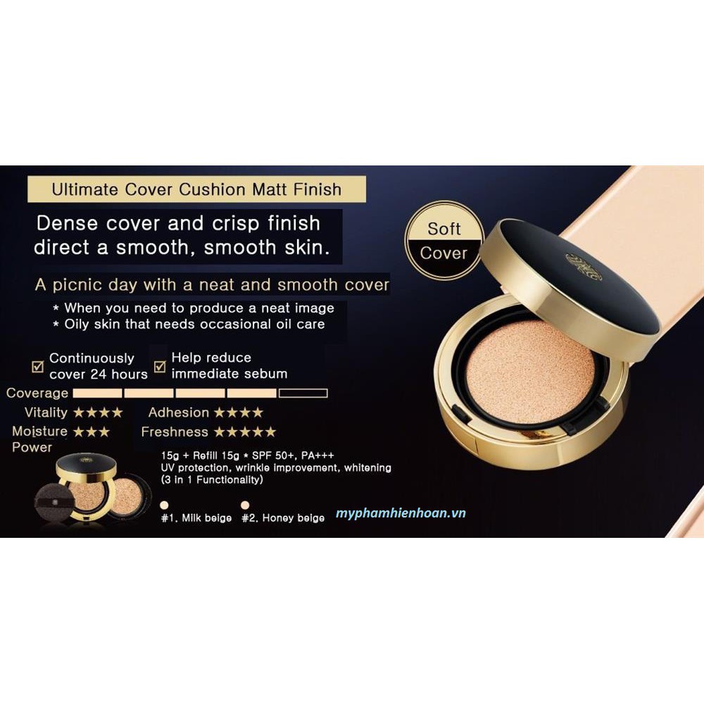 Phấn Nước Cushion OHUI Ultimate Cover Cushion Matt Finish SPF 50+ PA++ cho da dầu