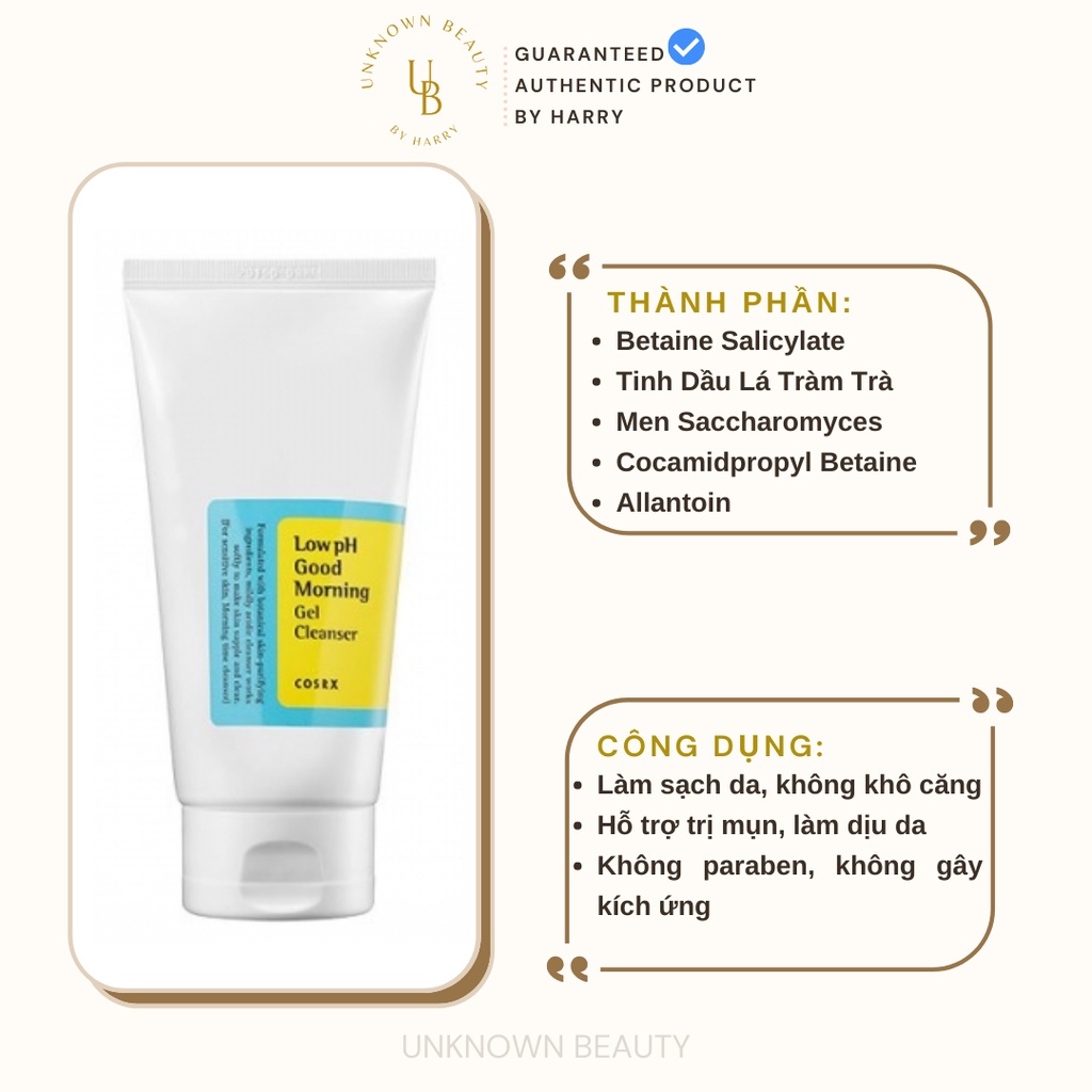 Sữa Rửa Mặt Cosrx Low pH Good Morning Gel Cleanser | Unknown Beauty
