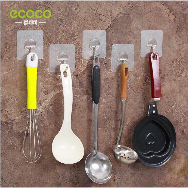 Bộ 5 móc treo dán tường Ecoco siêu dính chịu lực 10kg - Hãng Ecoco cao cấp