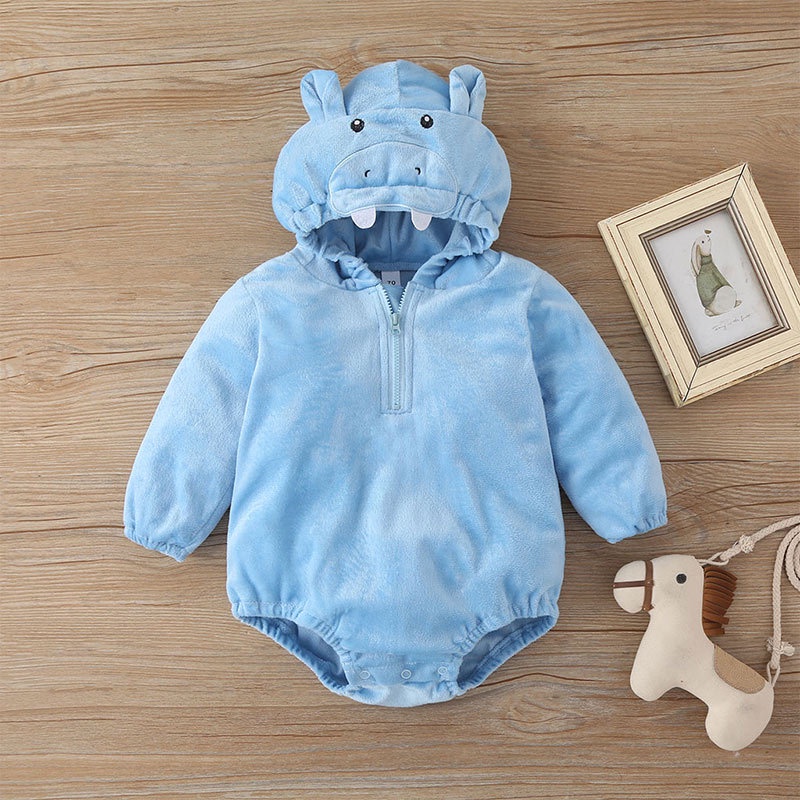 Body Tay Dài In Hoạt Hình Động Vật Dễ Thương Cho Bé Trai Bé Gái Sơ Sinh 6-36 Tháng,Bodysuit Liền Thân Áo Hoodie Cho Bé