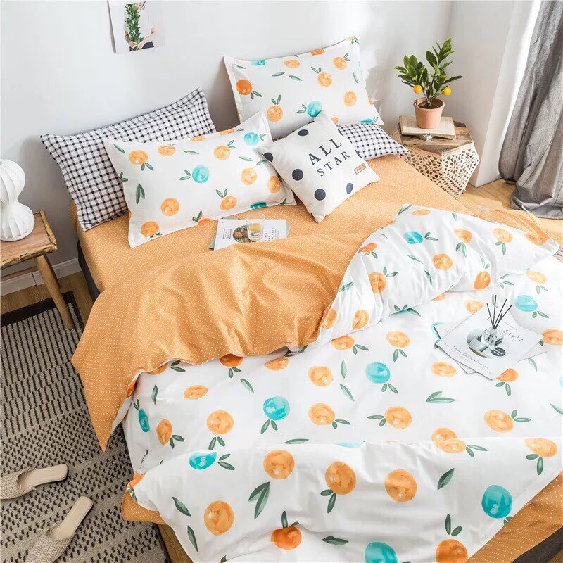 Bộ chăn ga gối sét hè Cotton Poly M2T bedding chăn ga Hàn Quốc miễn phí bo chun drap ga giường - xả kho