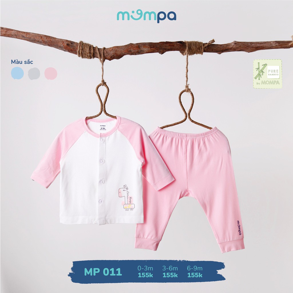 Bộ Mompa Bamboo sợi tre cao cấp siêu mềm mịn thoáng mát da trẻ em dài tay cài giữa mặt trời bé trai bé gái MP011, MP013