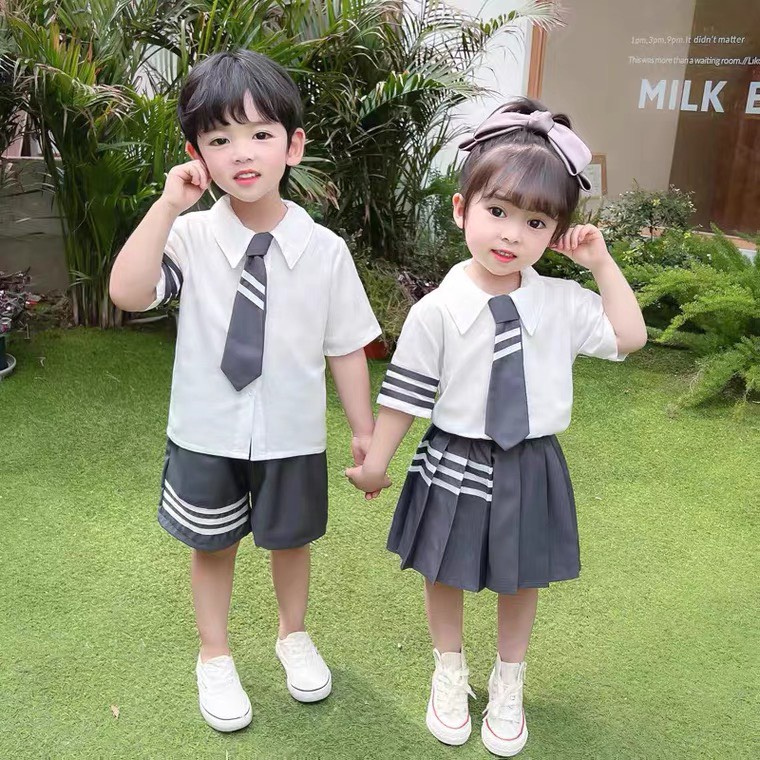 Đồng phục học sinh, đồng phục Nhật Bản kèm cà vạt cho bé trai bé gái size 12-35kg Sukemkids