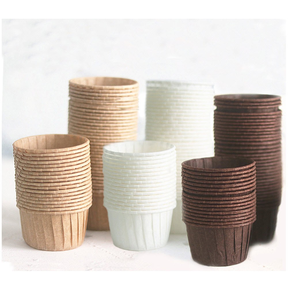 Set 50c, Set 100c Cupcake giấy NƯỚNG MUFFIN, Cupcake giấy nướng (chén giấy) mầu trắng,nâu _CT Mart Tam Trinh