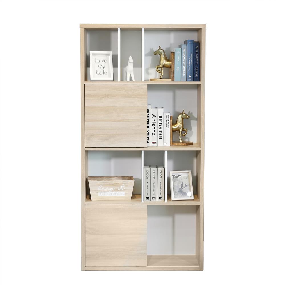 HomeBase FURDINI Kệ bằng gỗ ép nhiều ngăn PULSE Thái Lan W80xH160xD29,5cm màu gỗ sồi/trắng
