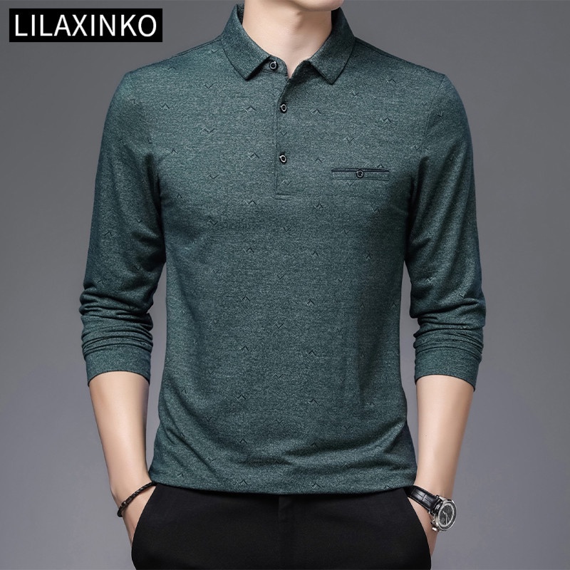 Áo thun polo tay dài cổ bẻ phong cách cơ bản thời trang trang trọng thường ngày 3 màu tùy chọn dành cho nam giới | BigBuy360 - bigbuy360.vn