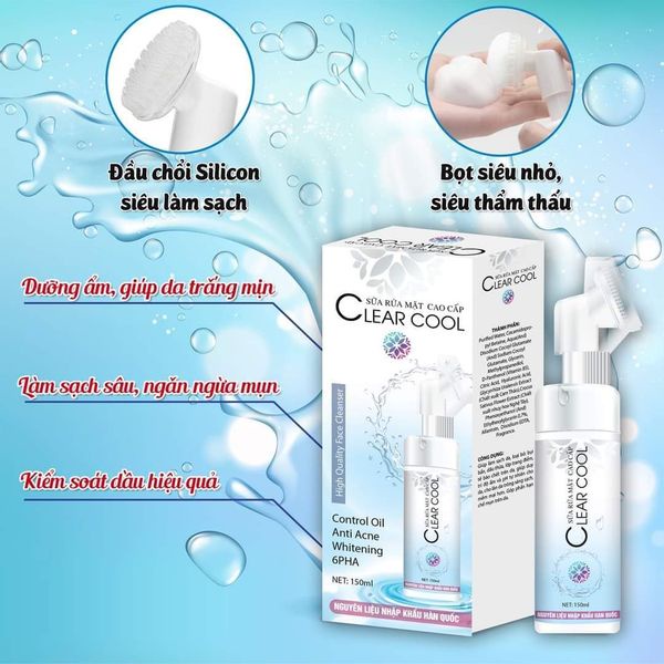 Sữa rửa mặt cao cấp chổi quét SILICON CLEAR COOL - Giúp ngừa mụn làm sạch da, loại bỏ dầu, lớp trang điểm, tế bào chết