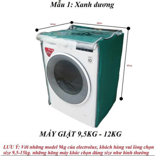 Trùm máy giặt cửa ngang, Bọc máy giặt cửa ngang cao cấp chất liệu vải dù, Siêu bền chống thấm nước bảo hành 6 tháng