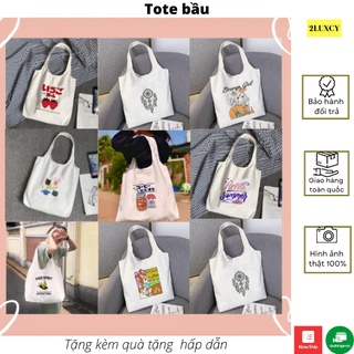 22 Mẫu Túi Tote bầu Hot nhất Vải canvas Hàn Quốc -Túi có khóa kéo miệng và 1 Túi Mini bên trong -LUXCY Store