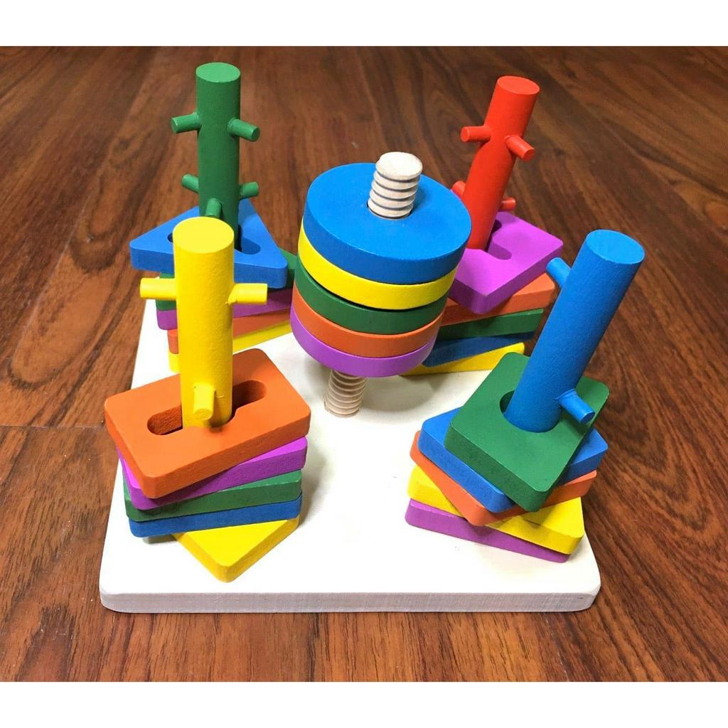 Combo 3 món đồ chơi phân loại hình khối bằng gỗ cho bé