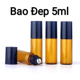 Lóc 12 chai 5ml nâu bi lăn thép viền đen mẫu 2022 dùng đựng nước hoa tinh dầu dubai Ả Rập Ai Cập son môi bóng