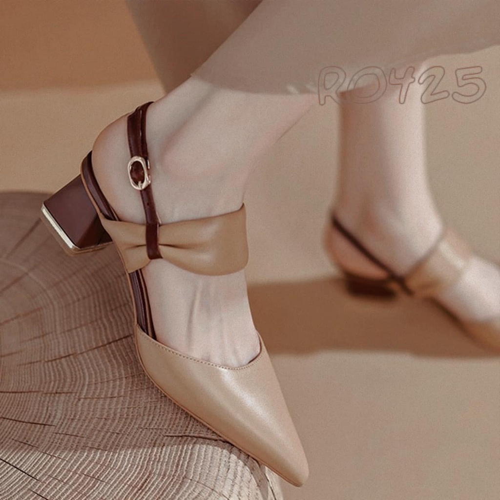 Sandal nữ bít mũi, quai ngang cao cấp ROSATA RO425 cao 4p - HÀNG VIỆT NAM - BKSTORE