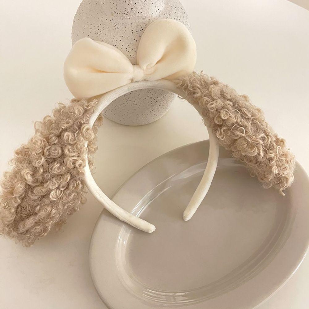 Băng Đô Cài Tóc Đính Nơ Tai Cún Bông Dễ Thương Cho Nữ