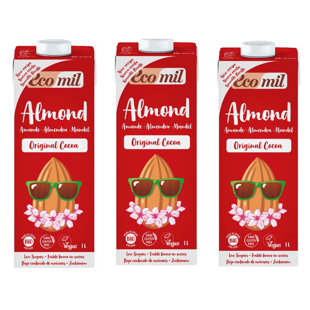 [Lốc 3 Hộp] Sữa Hạt Hạnh Nhân Cacao Hữu Cơ Ecomil (1L) - Organic Almond Cacoa Original (1L)