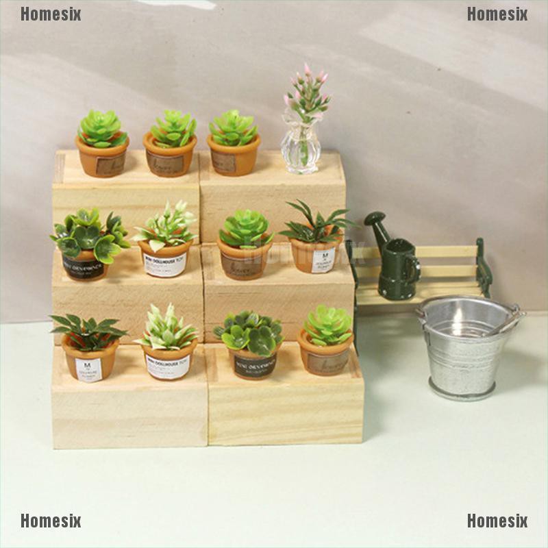 [HoMSI] 4Pcs Dollhouse Miniature Green Mini Potted For Green Plant In Pot SUU