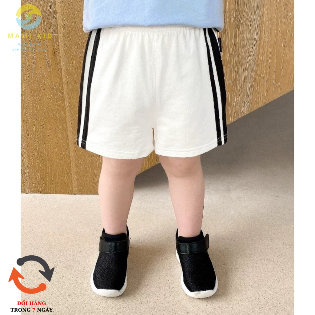 quần short bé trai phối sọc thể thao sành điệu 100% cotton đẹp, mamikid