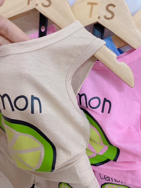 BỘ BA LỖ lemon COTTON GIẤY MỀM MÁT CHO BÉ