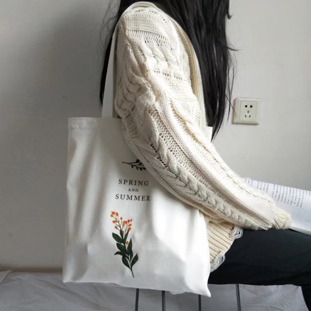 Túi tote vải túi tote trắng vintage