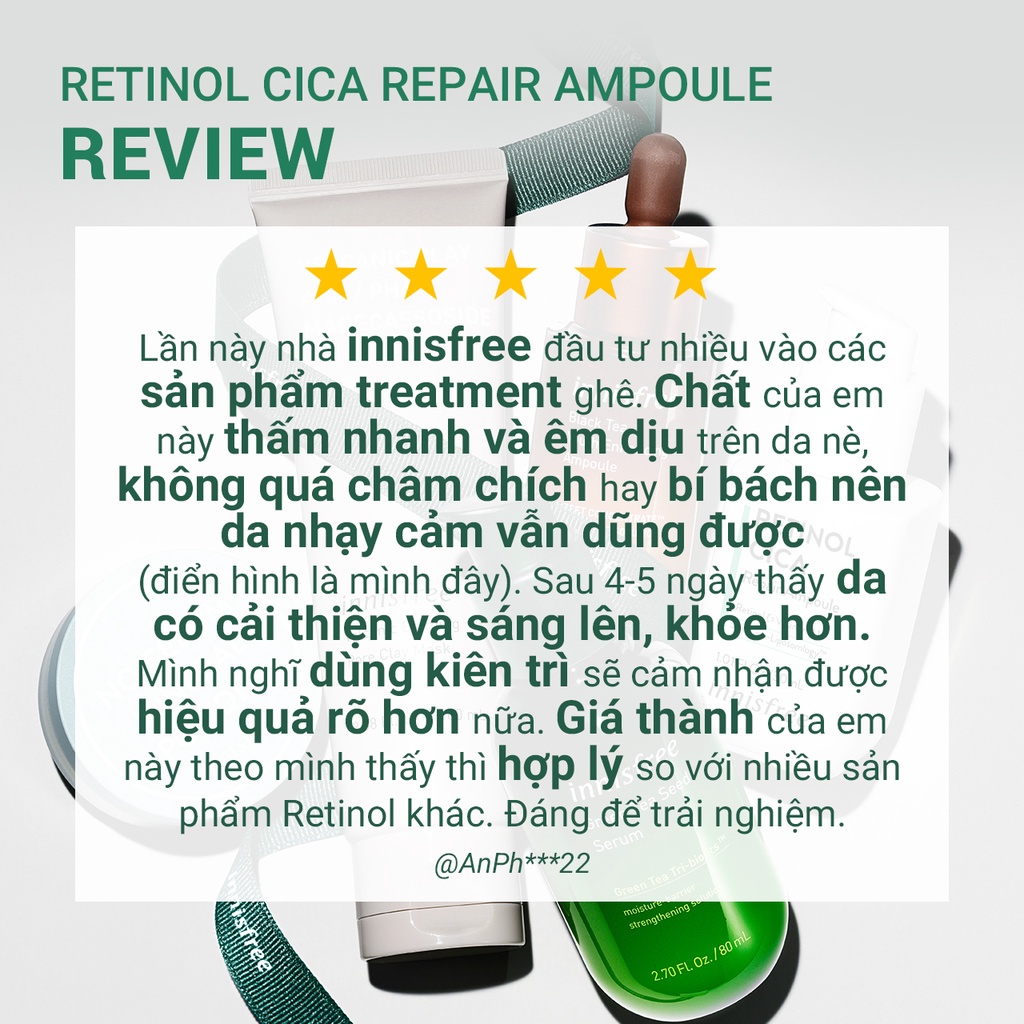 [Mã COSIF05 giảm 10% đơn 400K] Bộ sản phẩm phục hồi da với Retinol innisfree Retinol Cica Clear Ampoule Set