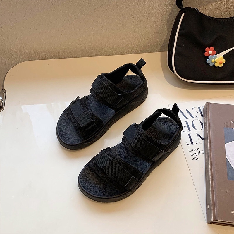 Dép quai hậu sandal nữ dây bản to trơn màu cài đế 2,5cm đúc