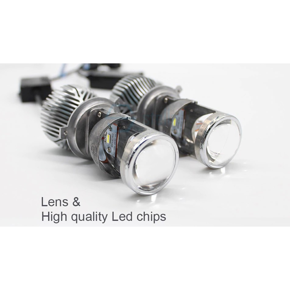 Gương cầu led mini xe máy, oto - H4 LED hi-lo mini projector lens head