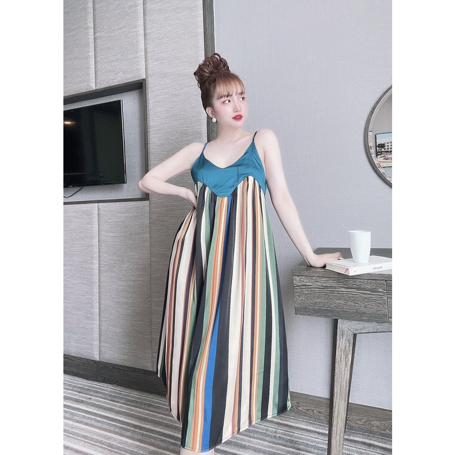 Đầm ngủ nữ sexy váy ngủ 2 dây bigsize lụa mango cao cấp (tặng kèm quần ngủ cùng màu)