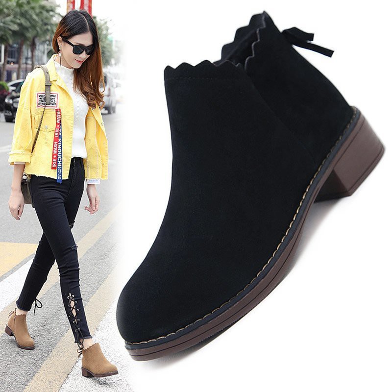 Giày Bốt Da Lộn Cổ Cao Thời Trang Cho Nữ 1.38 Inch Size 35-40