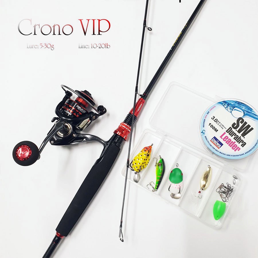 Bộ Cần Câu Lure Máy Đứng VIP Crono Kèm Máy Câu Kim Loại FS 3000 Tặng Kèm Bộ Dây Câu Và Hộp Mồi Cao Cấp