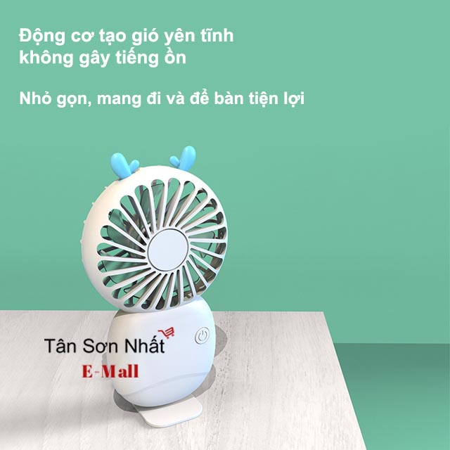 Quạt Mini Cầm Tay Pocket Fan Tai Gấu Sạc Pin