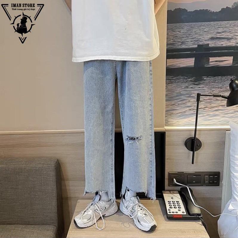 Quần Jeans,Baggy rách gối+ rách gấu cách tân RG-1000 hottren 2022