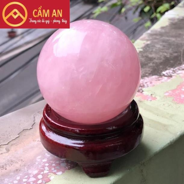 [Sản Phẩm Yêu Thích] Quả cầu đá tự nhiên TA hồng - Tặng Kèm Đế Gỗ