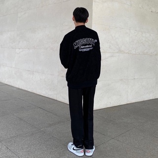 Áo khoác bomber Missout Typo nỉ nhung len tăm Unisex nam nữ varsity jacket