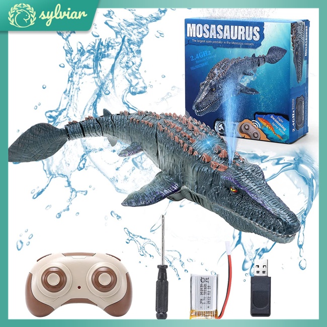 Đồ Chơi Tàu Ngầm Điều Khiển Từ Xa Khủng Long Mosasaurus Có Đèn Phun Nước Cho Trẻ Em