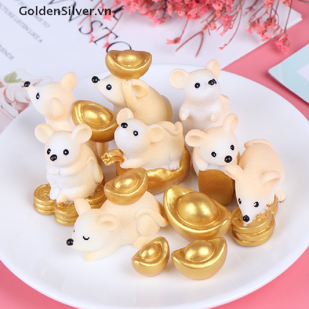 Mô Hình Chú Chuột Vàng Thu Nhỏ Dễ Thương Trang Trí Sân Vườn 2020