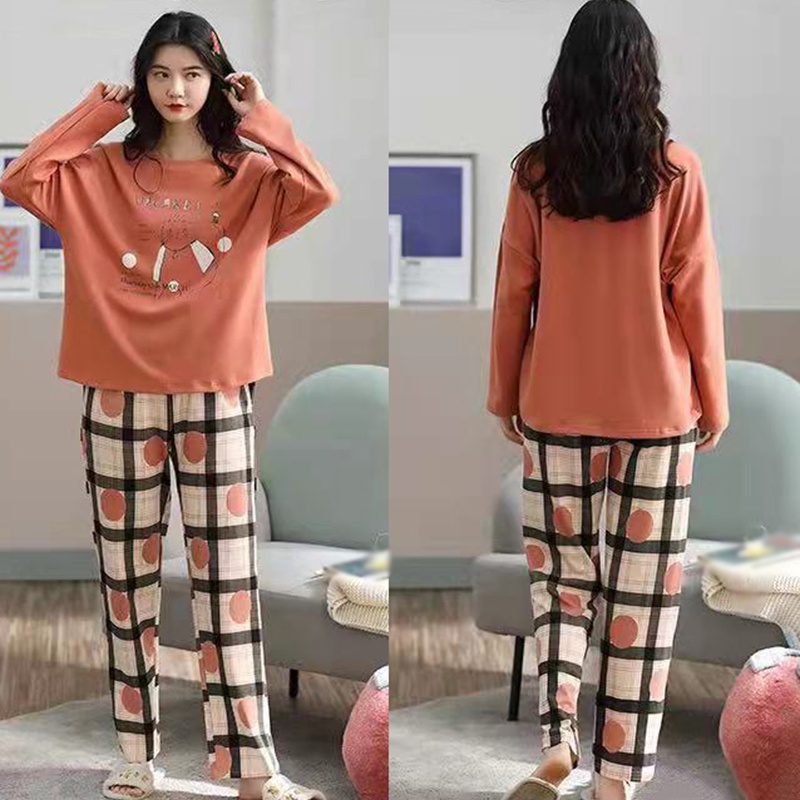 Bộ Đồ Ngủ Gồm Áo Tay Dài Và Quần Dài Chất Liệu Mềm Mại Cho Nữ