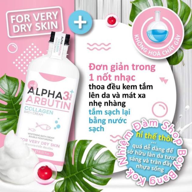 Sữa Tắm Dưỡng Trắng Da ALPHA ARBUTIN 3+ Plus COLLAGEN Bath Cream 350ml - Thái Lan