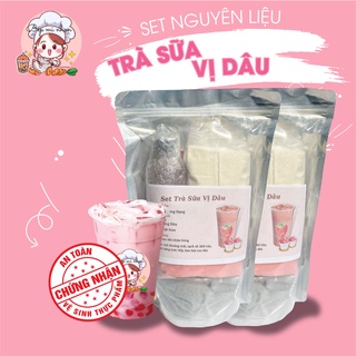 Trà Sữa Tự Pha Set Nguyên Liệu Trà Sữa Vị Dâu (32 - 35ly) - NGUYÊN LIỆU BẾP MI NHON
