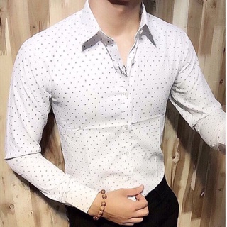 Áo sơ mi nam đẹp công sở dài tay áo kiểu hàn quốc Áo sơ mi nam Họa tiết dày dặn chống nhăn LSM0037