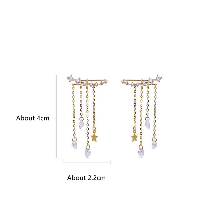 Đôi Khuyên Tai Dài Hình Ngôi Sao Đính Đá Thời Trang Cho Nữ