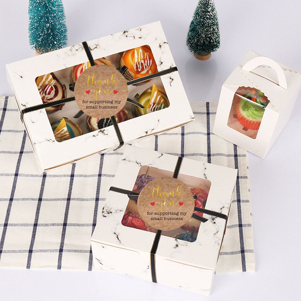 Cuộn 500 Nhãn Dán Tròn In Chữ Thank You Dùng Trang Trí Gói Quà DIY