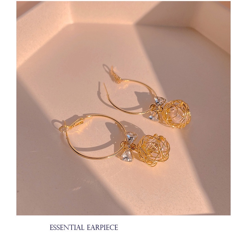 Bông tai trang trí nơ và ngọc trai giả phong cách thời trang Hàn Quốc cho nữ