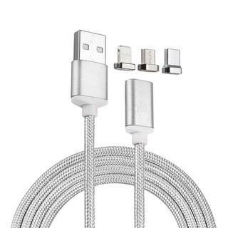 CÁP SẠC NAM CHÂM BỌC DÙ 3 ĐẦU (LIGHTNING, MICRO, TYPE-C)