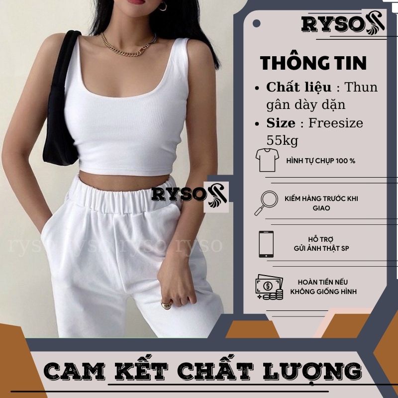 Áo Croptop Dây Bảng To Áo 3 Lỗ Ngược Thun Gân Dày Dặn Năng Động Basic Dễ Phối Đồ