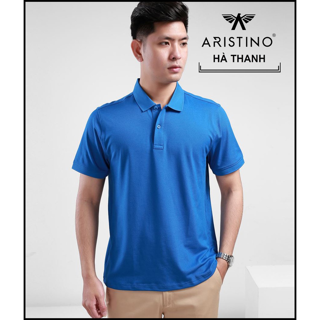 Áo Polo Aristino APS008s8 Màu Xanh Biển Sợi Coolmax mềm mát còn S